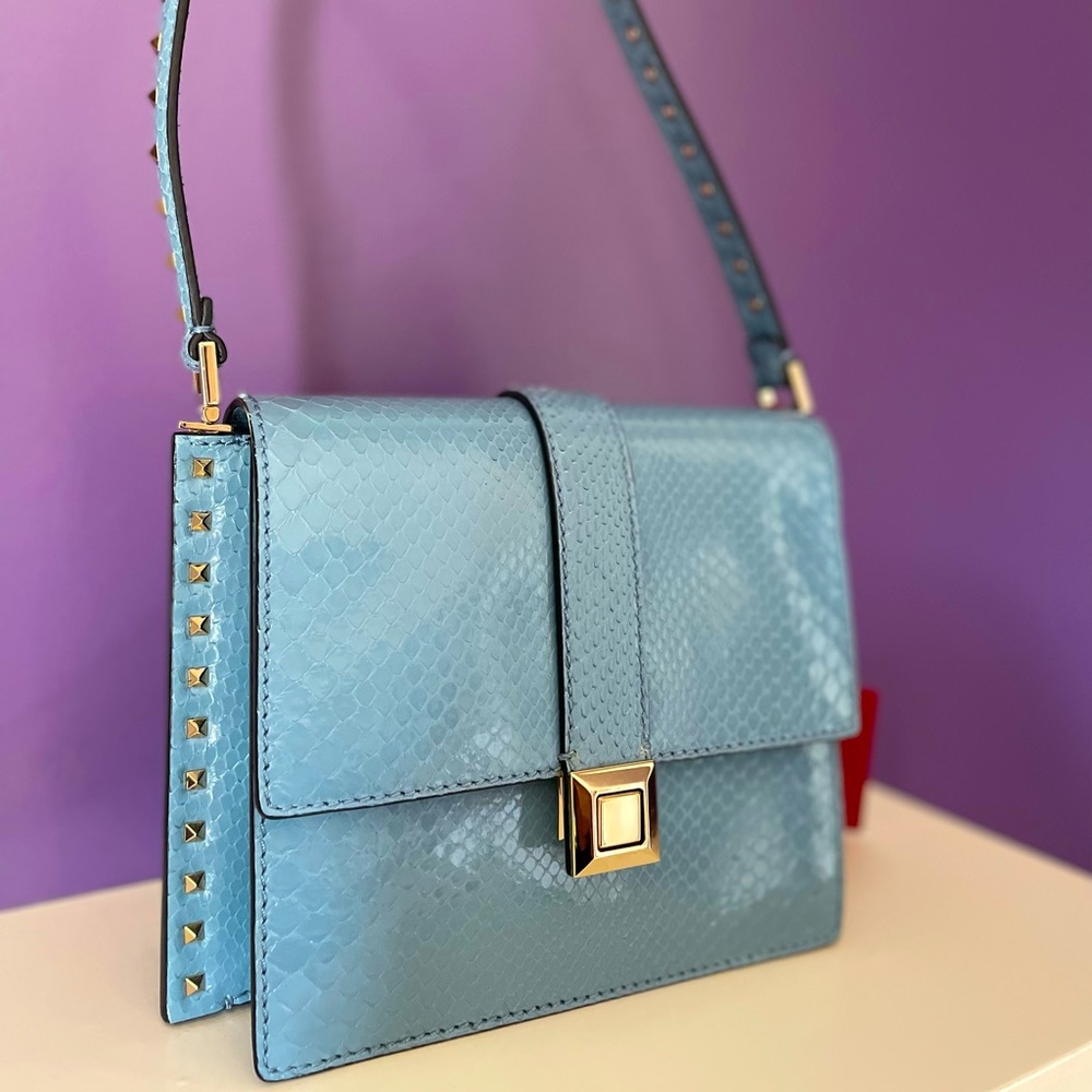 NWT Valentino Rockstud Blue Gray Shoulder Bag
